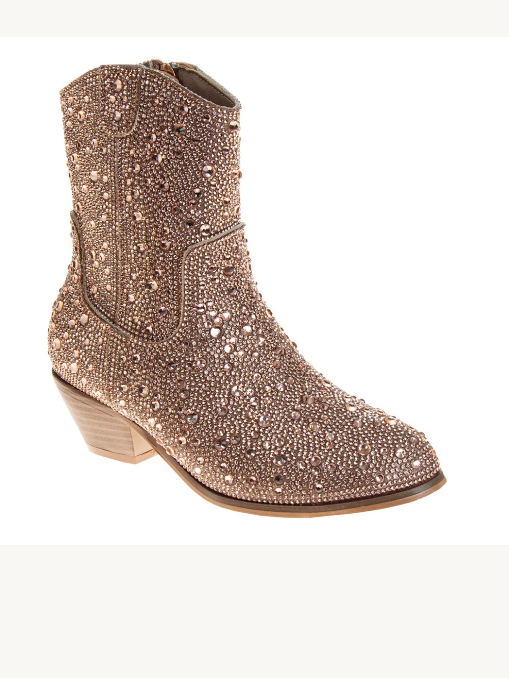 Badgley Mishka Kid’s Rose Gold Sparkly Low Cowboy Boots